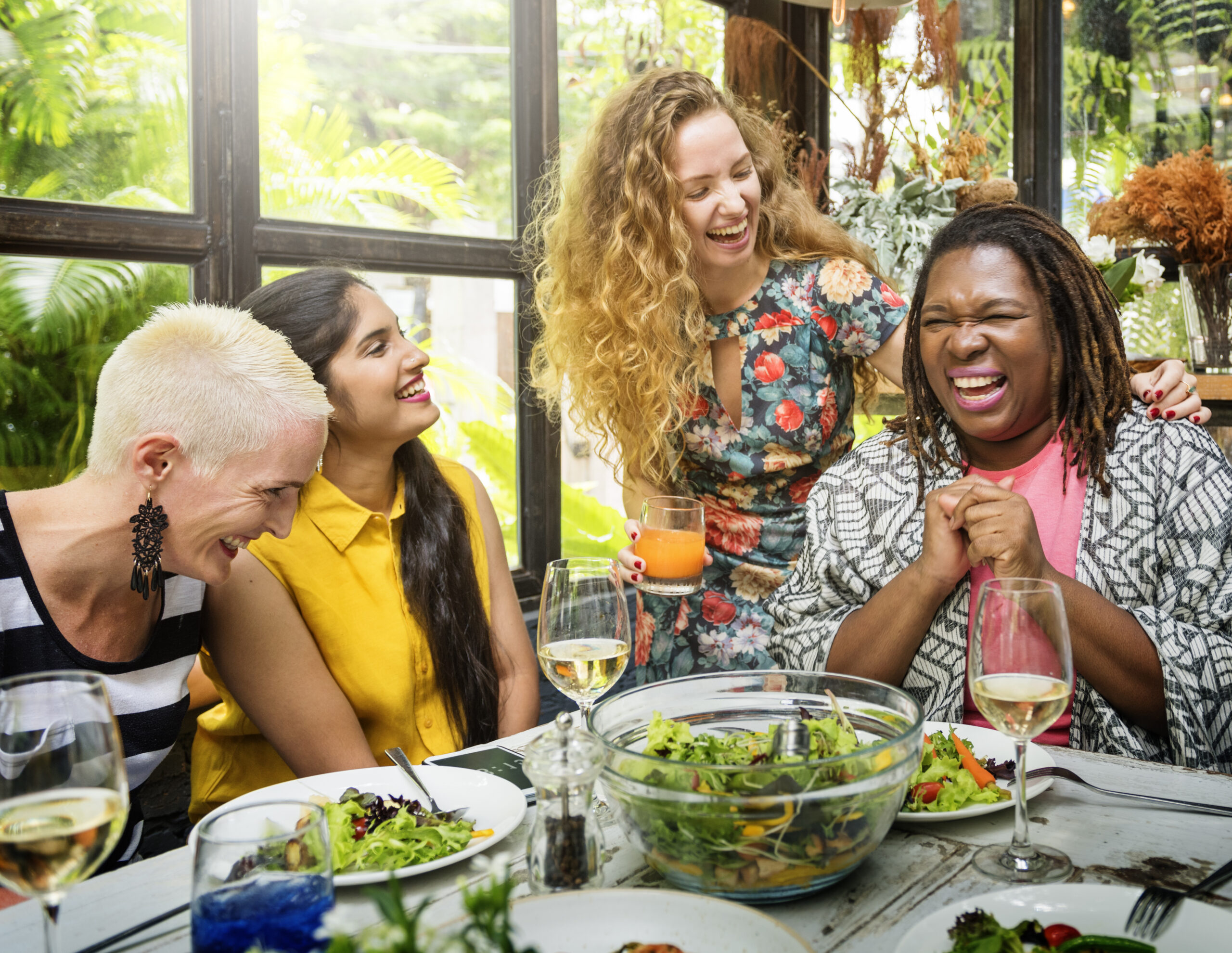 Group of Women Hanging Eating Together